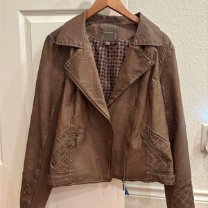 Brown Faux Leather Jacket